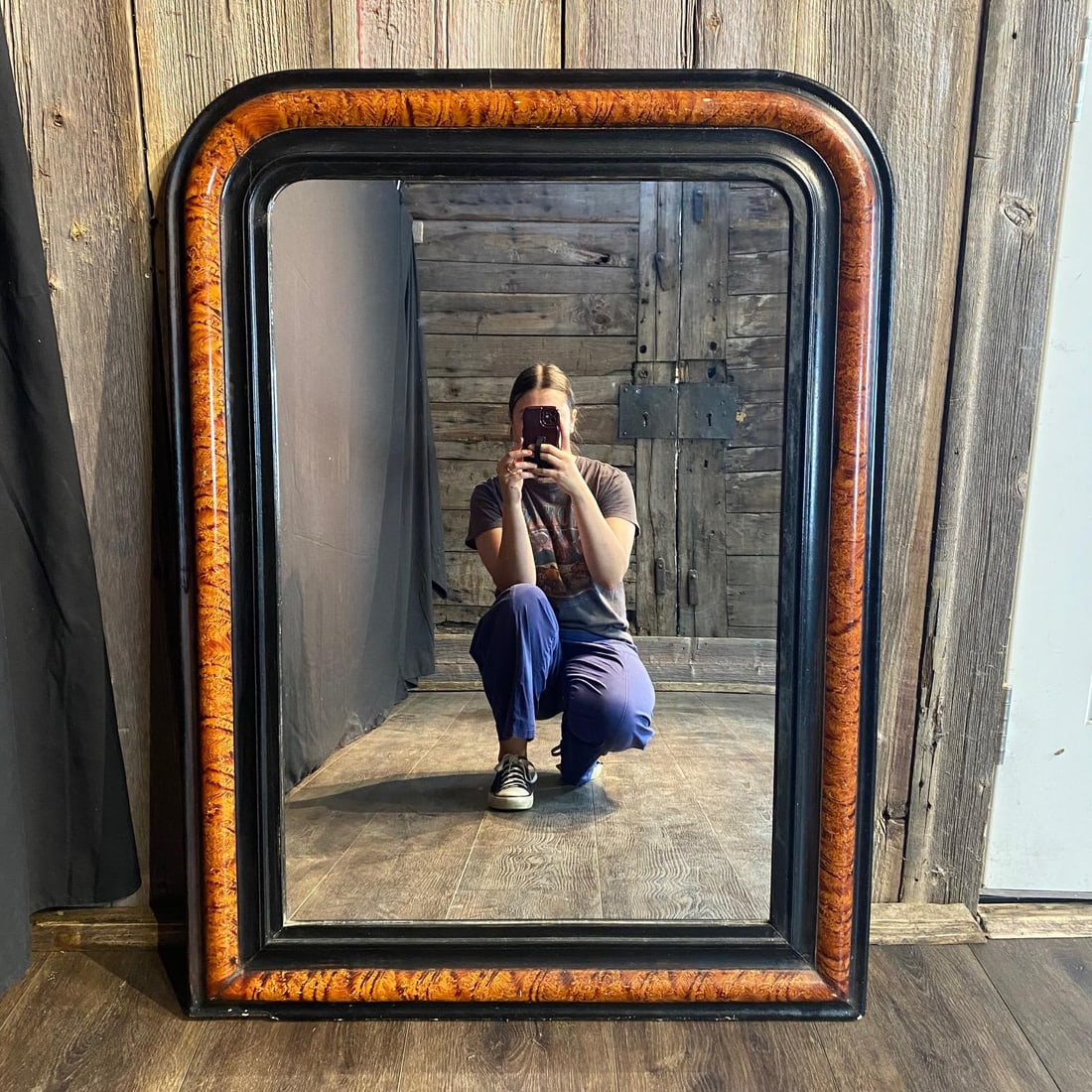 Antique French Louis Philippe Faux Painted Mirror - 7
