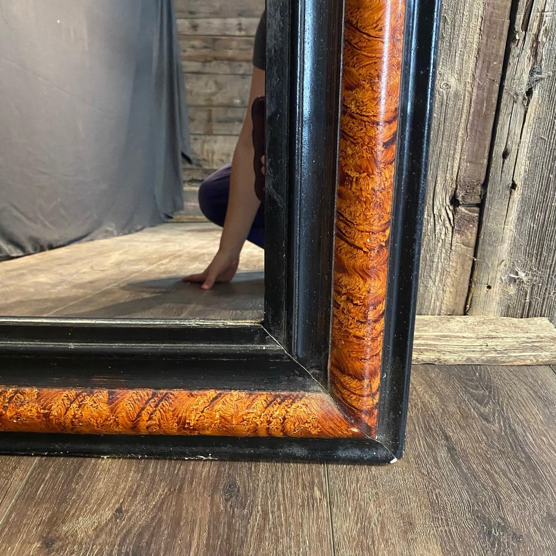 Antique French Louis Philippe Faux Painted Mirror - 9