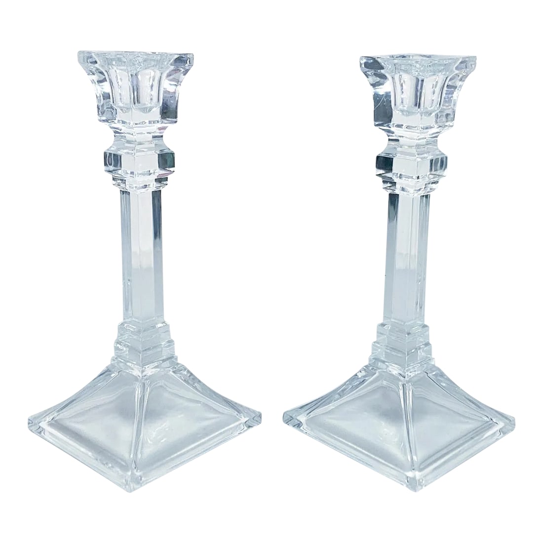 1980s Crystal Glass Candleholders - a Pair (1 of 4)