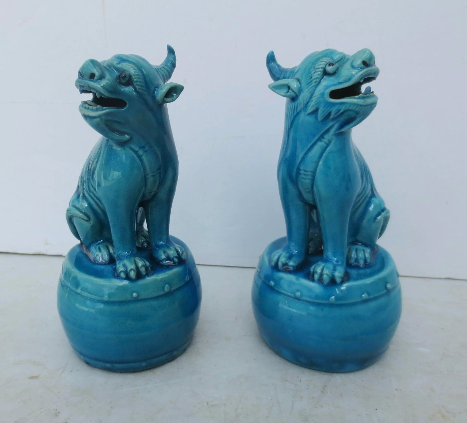 Mid 20th Century Chinese Turquoise Glazed Kylin - a Pair - 2