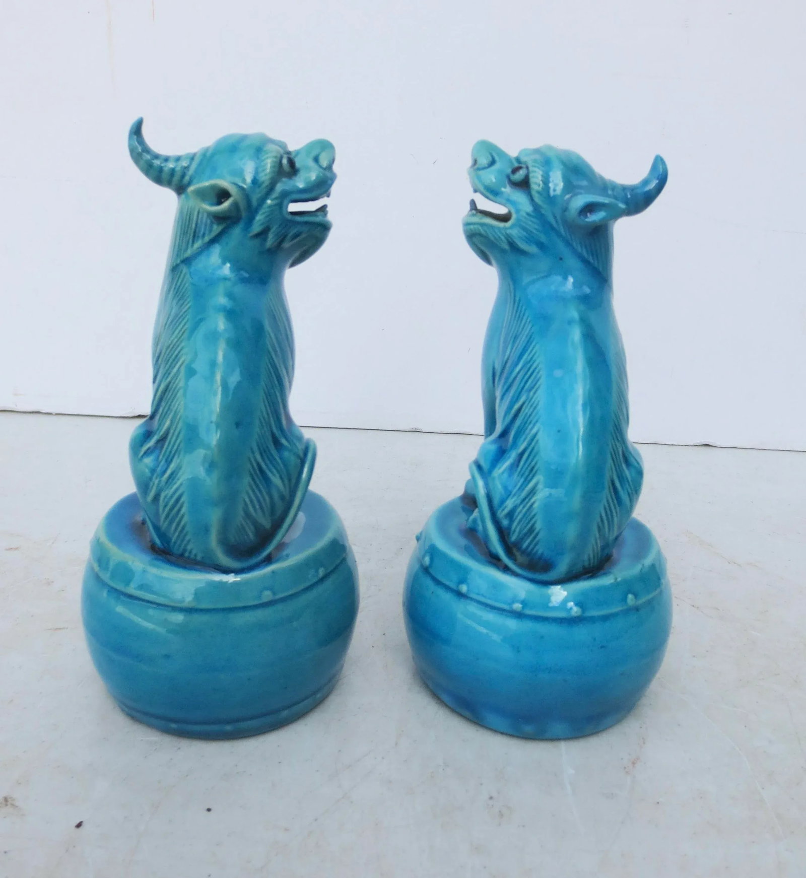Mid 20th Century Chinese Turquoise Glazed Kylin - a Pair - 3