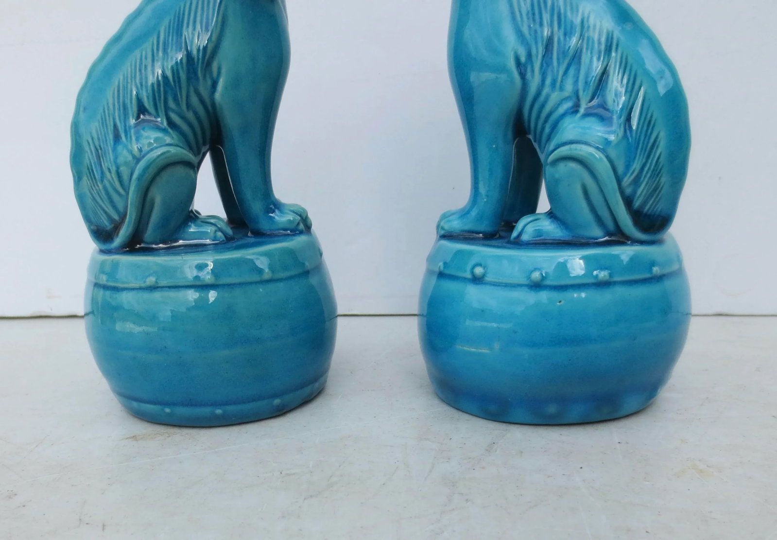 Mid 20th Century Chinese Turquoise Glazed Kylin - a Pair - 6