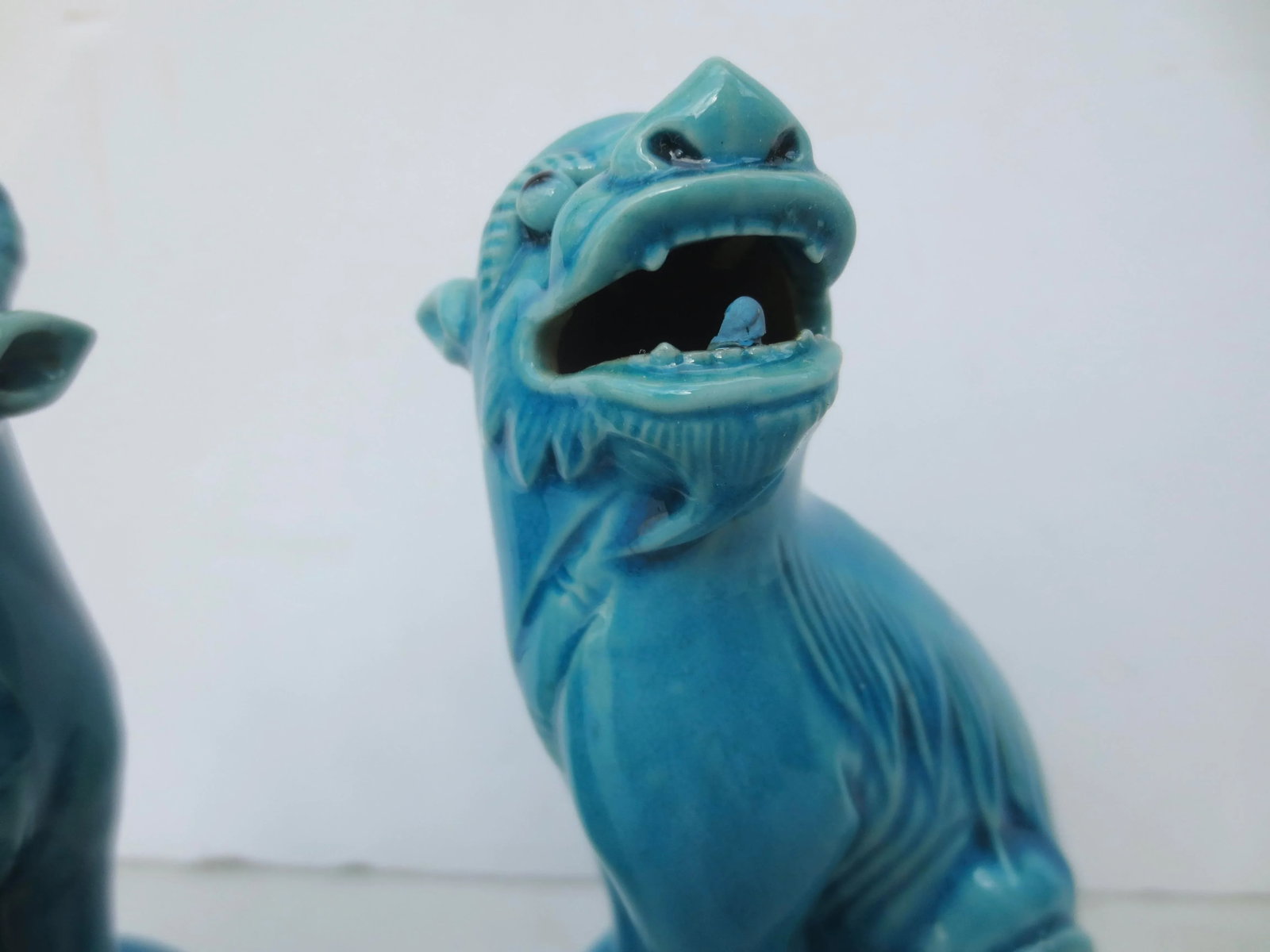 Mid 20th Century Chinese Turquoise Glazed Kylin - a Pair - 7
