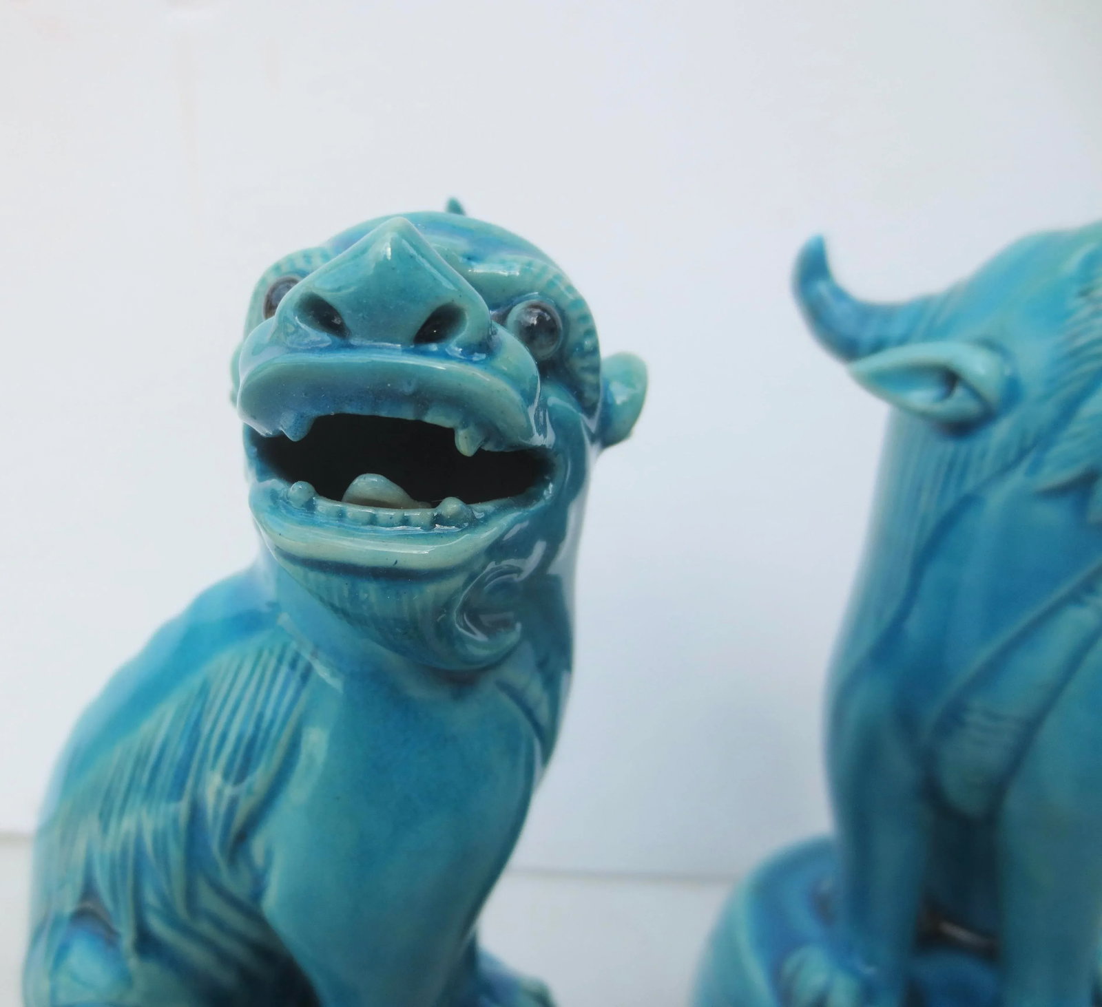 Mid 20th Century Chinese Turquoise Glazed Kylin - a Pair - 8