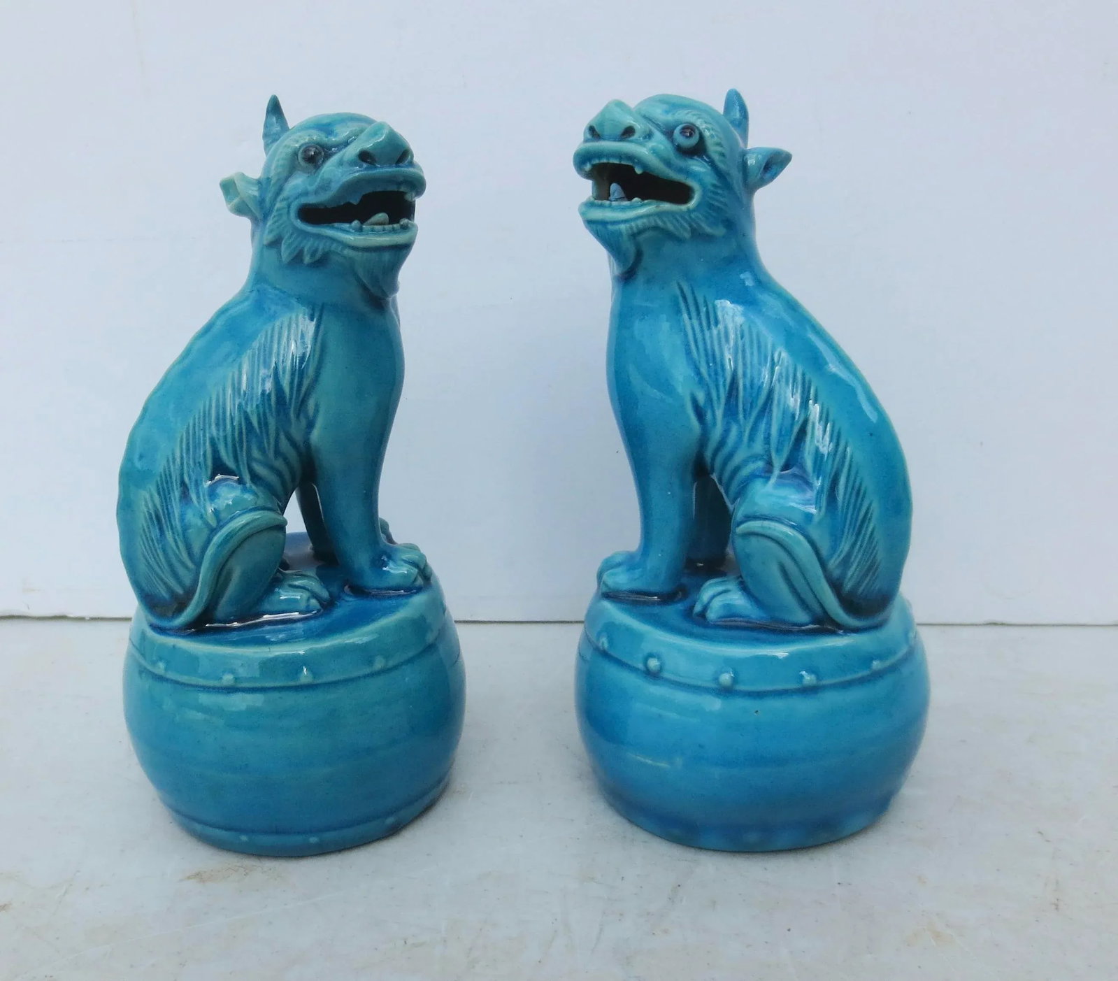 Mid 20th Century Chinese Turquoise Glazed Kylin - a Pair - 9
