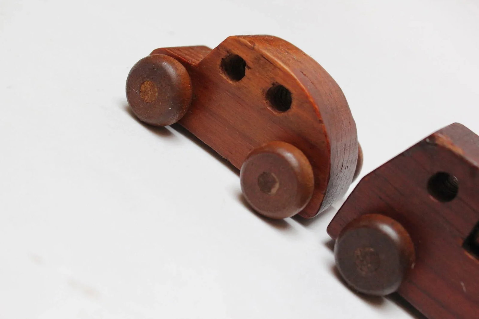 Collection of Five Vintage Handmade Wooden Cars and Trucks - 8