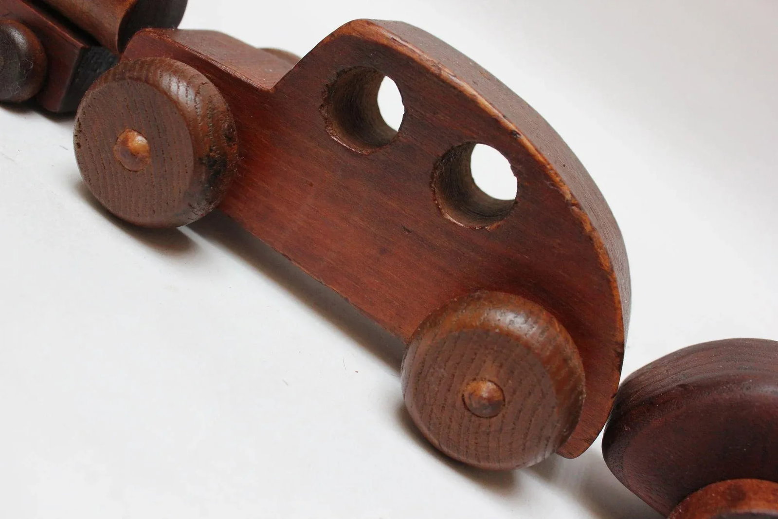 Collection of Five Vintage Handmade Wooden Cars and Trucks - 9