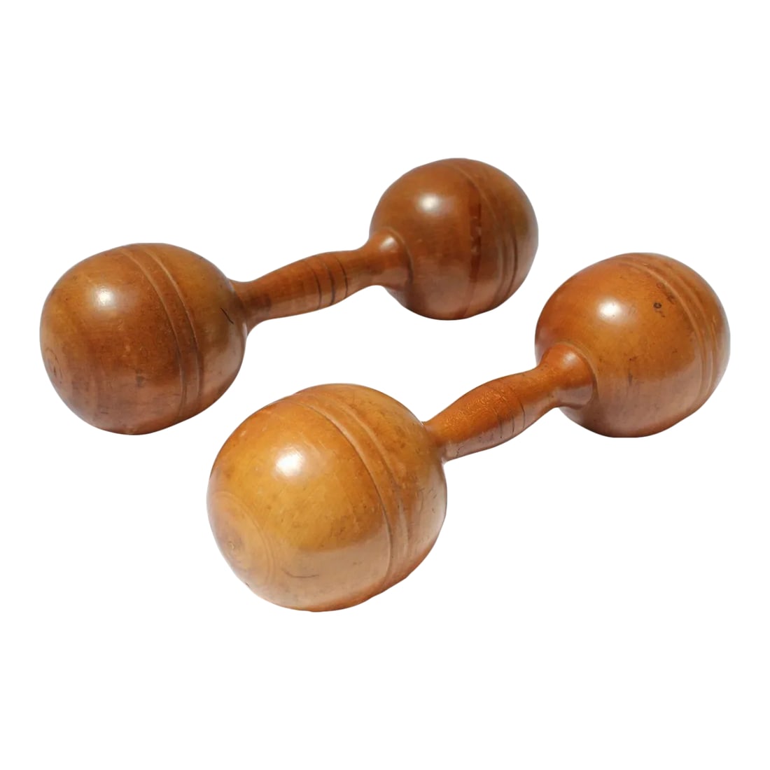 Vintage Primitive Hand-Carved Wooden Dumbbells - a Pair (1 of 11)