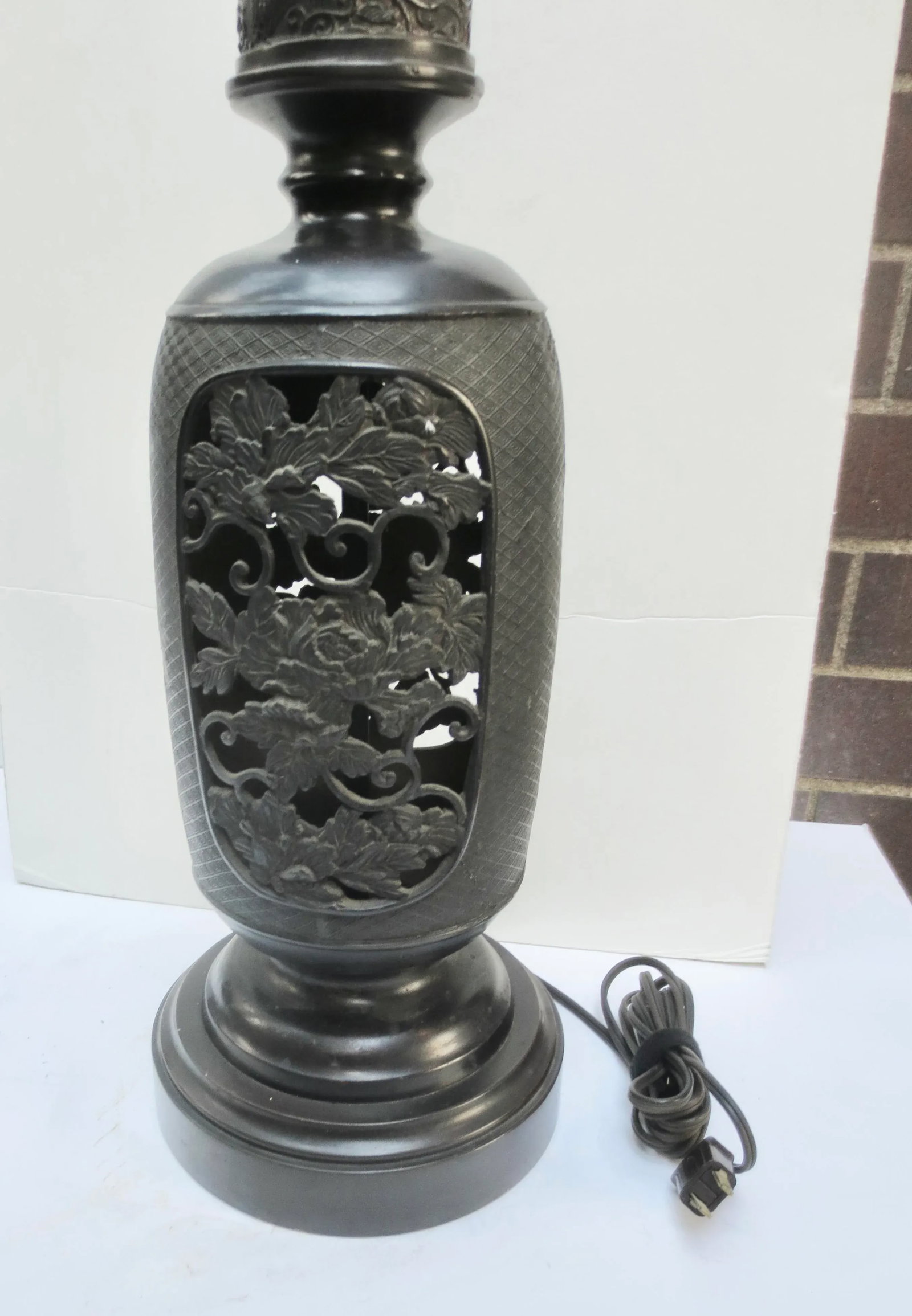 Antique Japanese Bronze Candlestick Electrified - 2