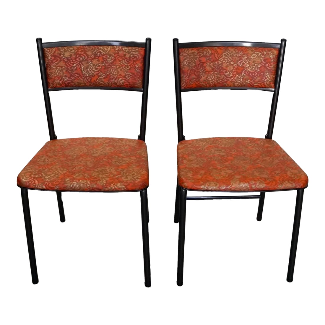 1960's Mid-Century Modern Folding Dining Chairs - a Pair: Pair of cool vintage Mid-century Modern folding dining chairs for sale. From the 1960's, and in amazing condition. The chairs still look new, and the vinyl is especially fantastic! It's original, and