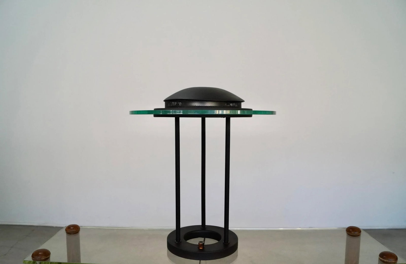 1980's Postmodern Robert Sonneman Saucer Table Lamp - 4