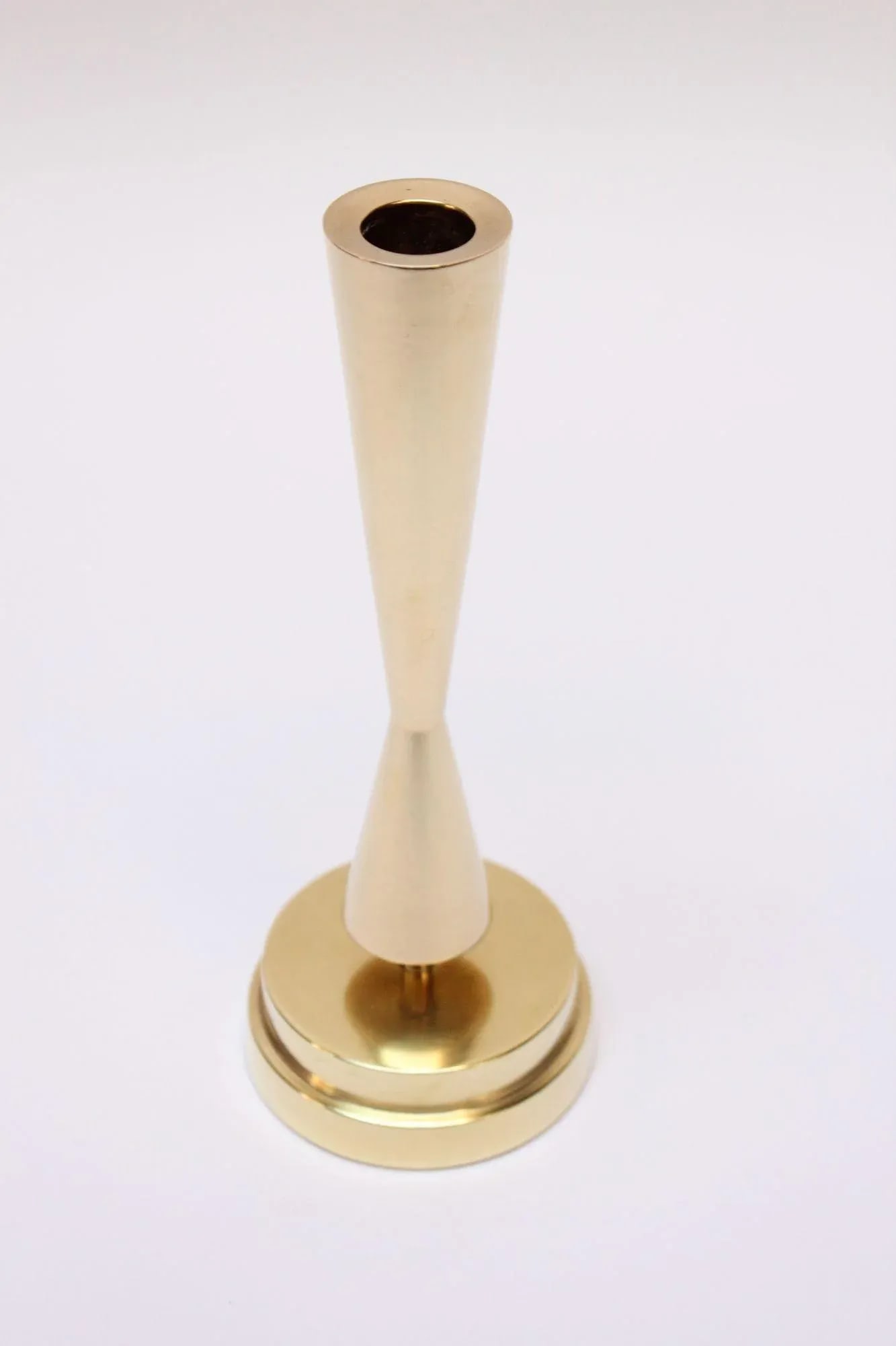 Vintage Solid Brass Sculptural Candlestick/Bud Vase by Crown - 11