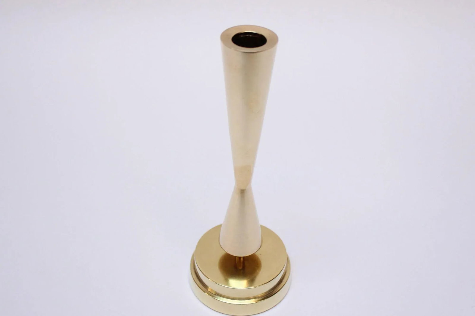 Vintage Solid Brass Sculptural Candlestick/Bud Vase by Crown - 2