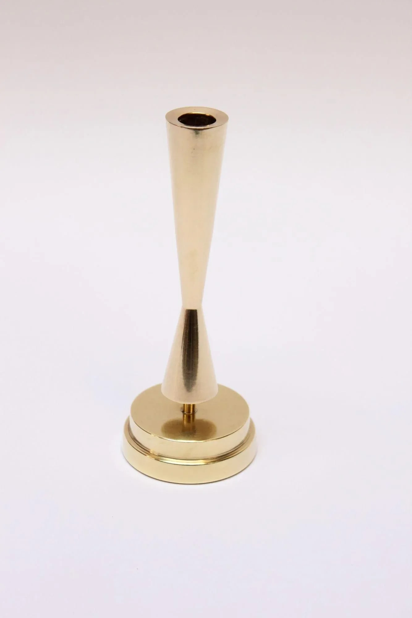 Vintage Solid Brass Sculptural Candlestick/Bud Vase by Crown - 3
