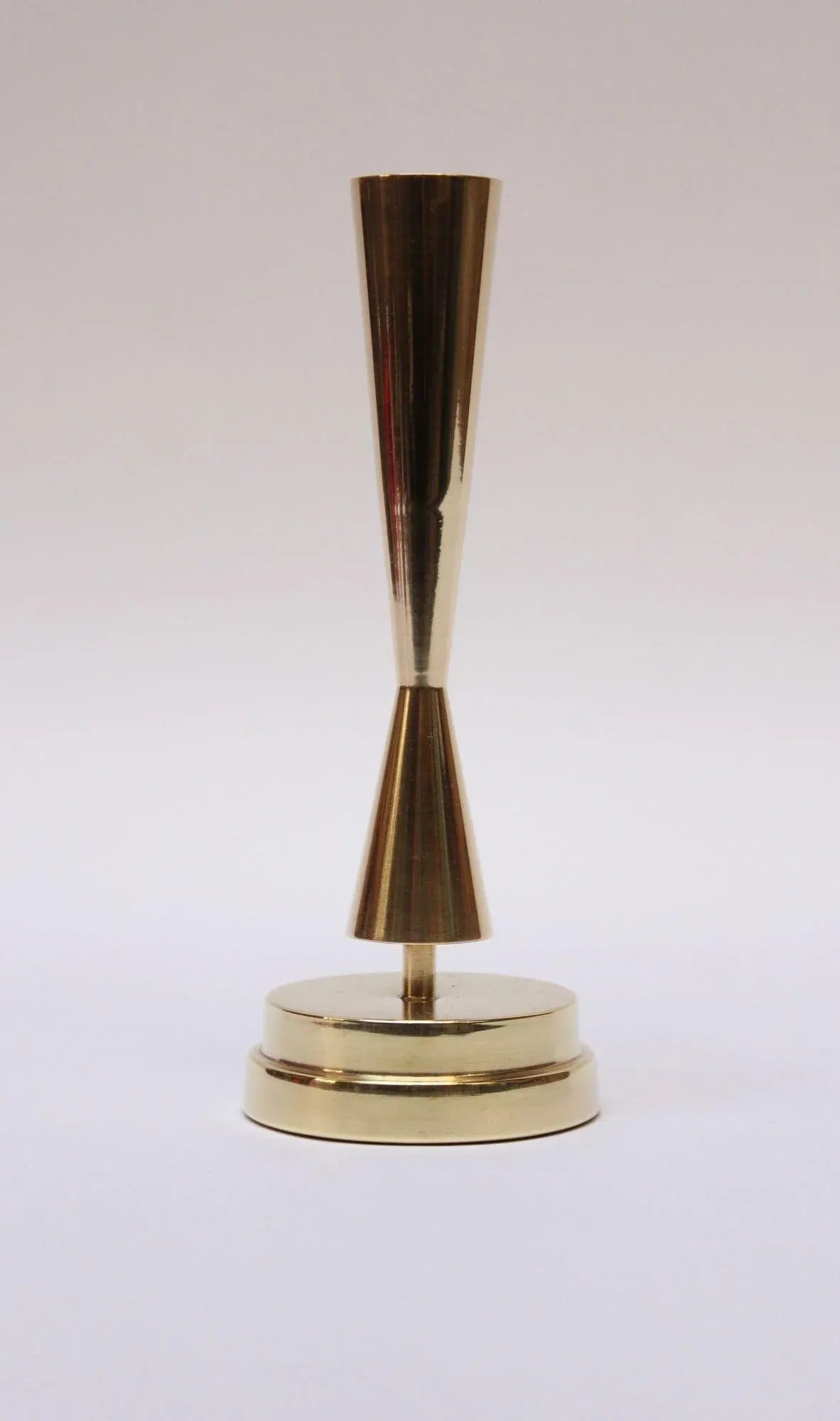 Vintage Solid Brass Sculptural Candlestick/Bud Vase by Crown - 5