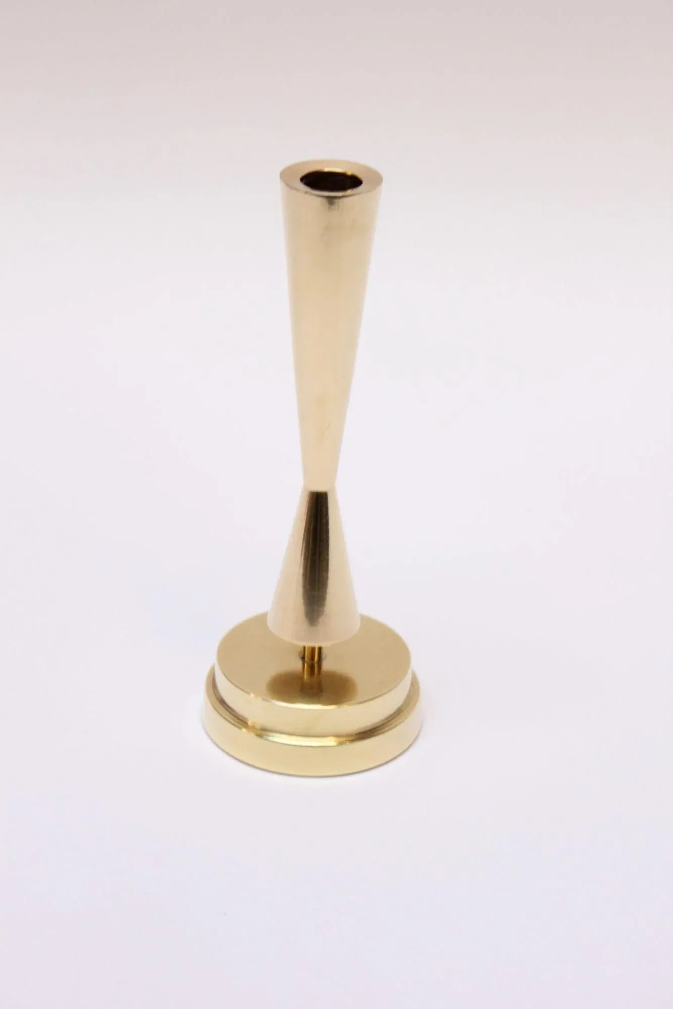 Vintage Solid Brass Sculptural Candlestick/Bud Vase by Crown - 6