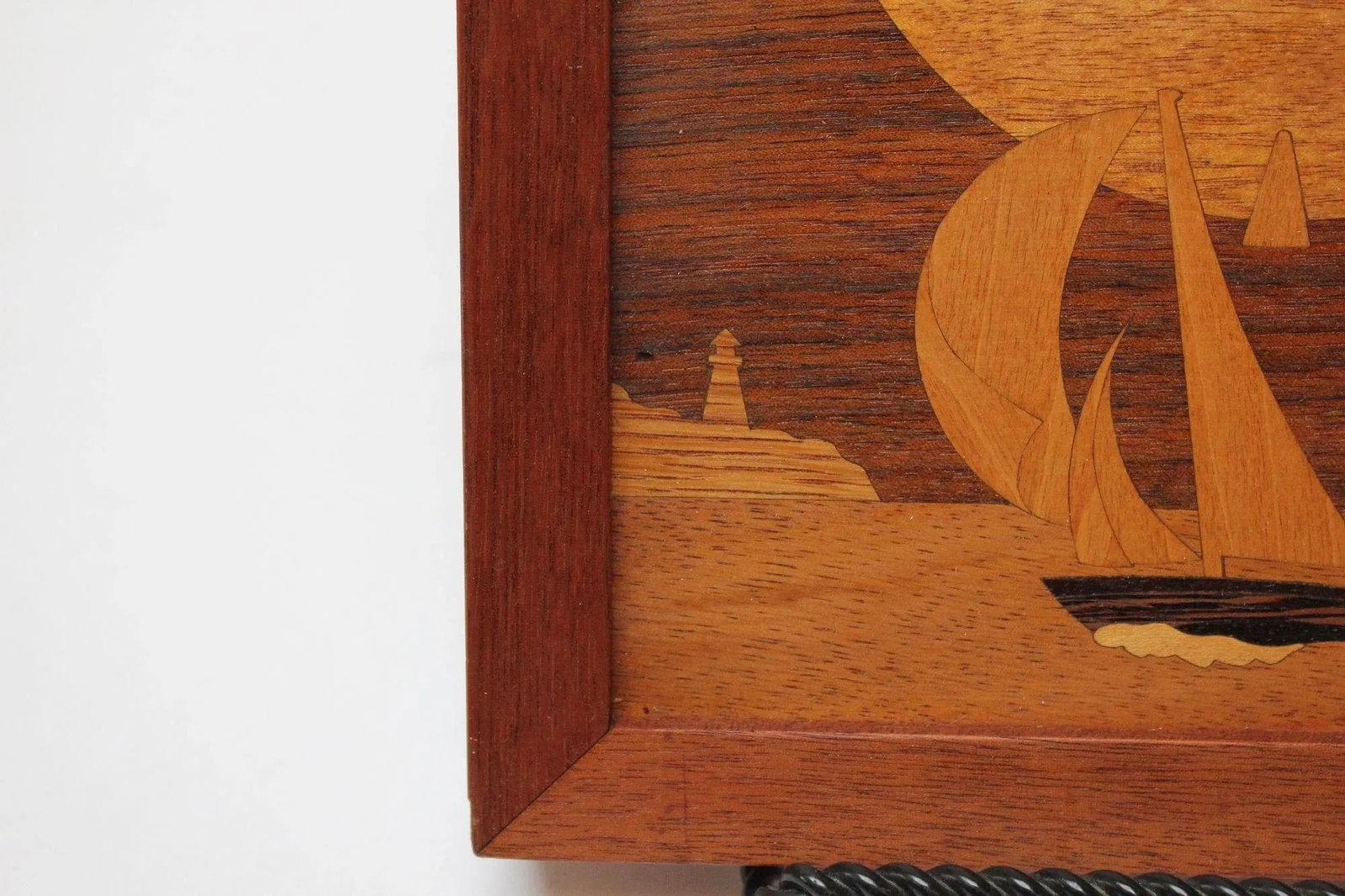 Vintage "Sailboat" Marquetry Wooden Inlaid Clock Artist Signed - 6