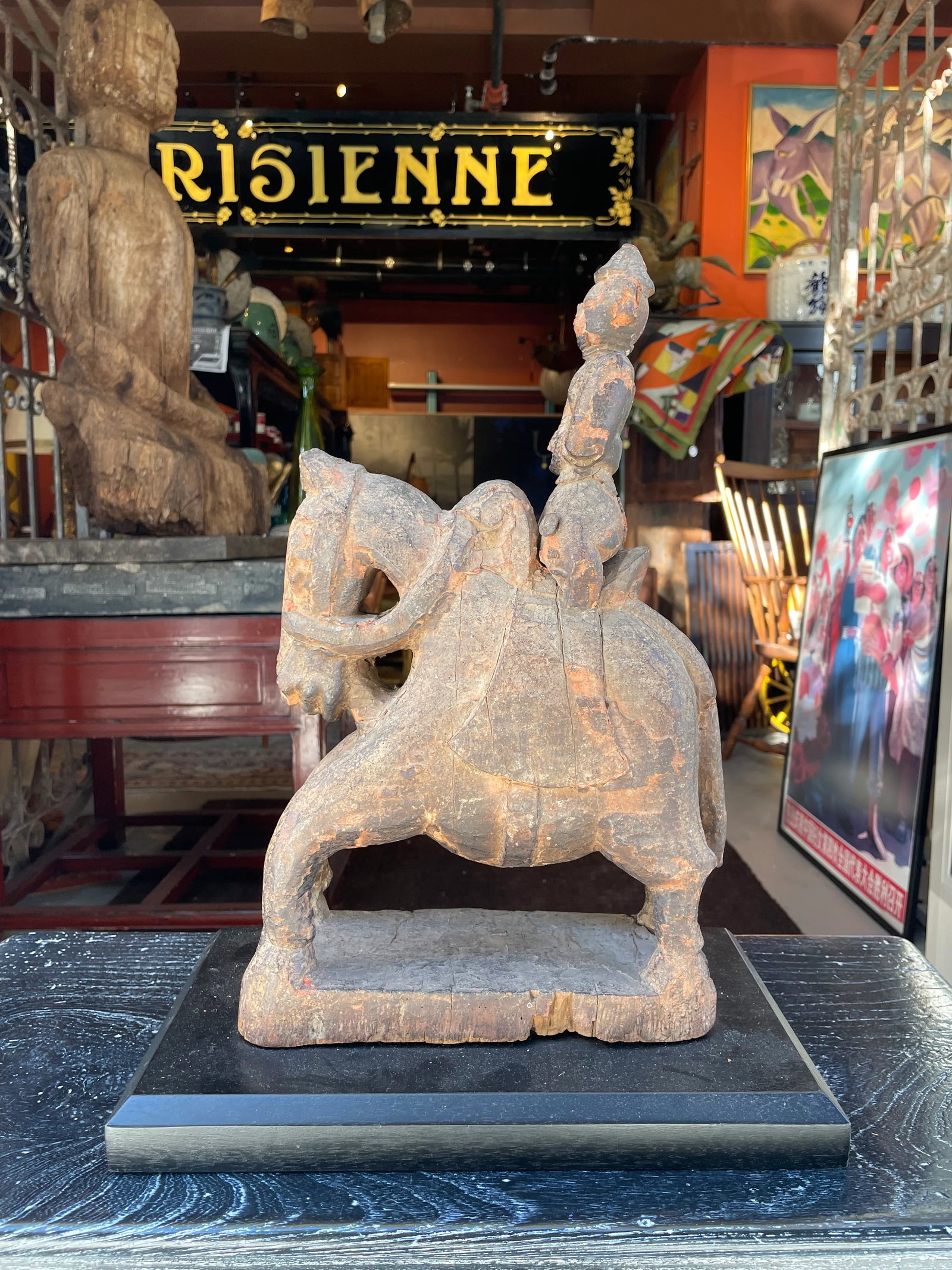 Early Indian Horse With Rider Sculpture - 2