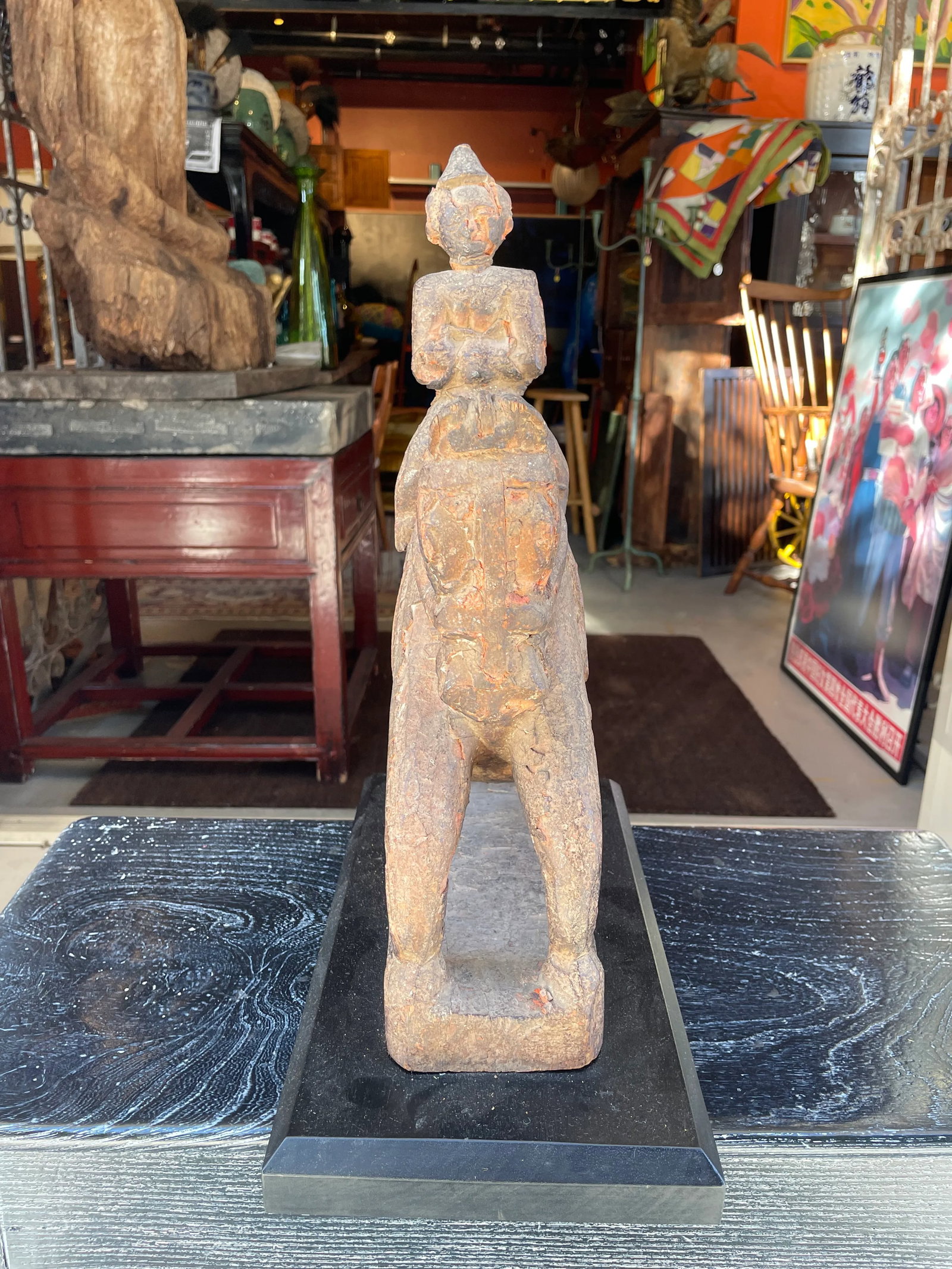 Early Indian Horse With Rider Sculpture - 4
