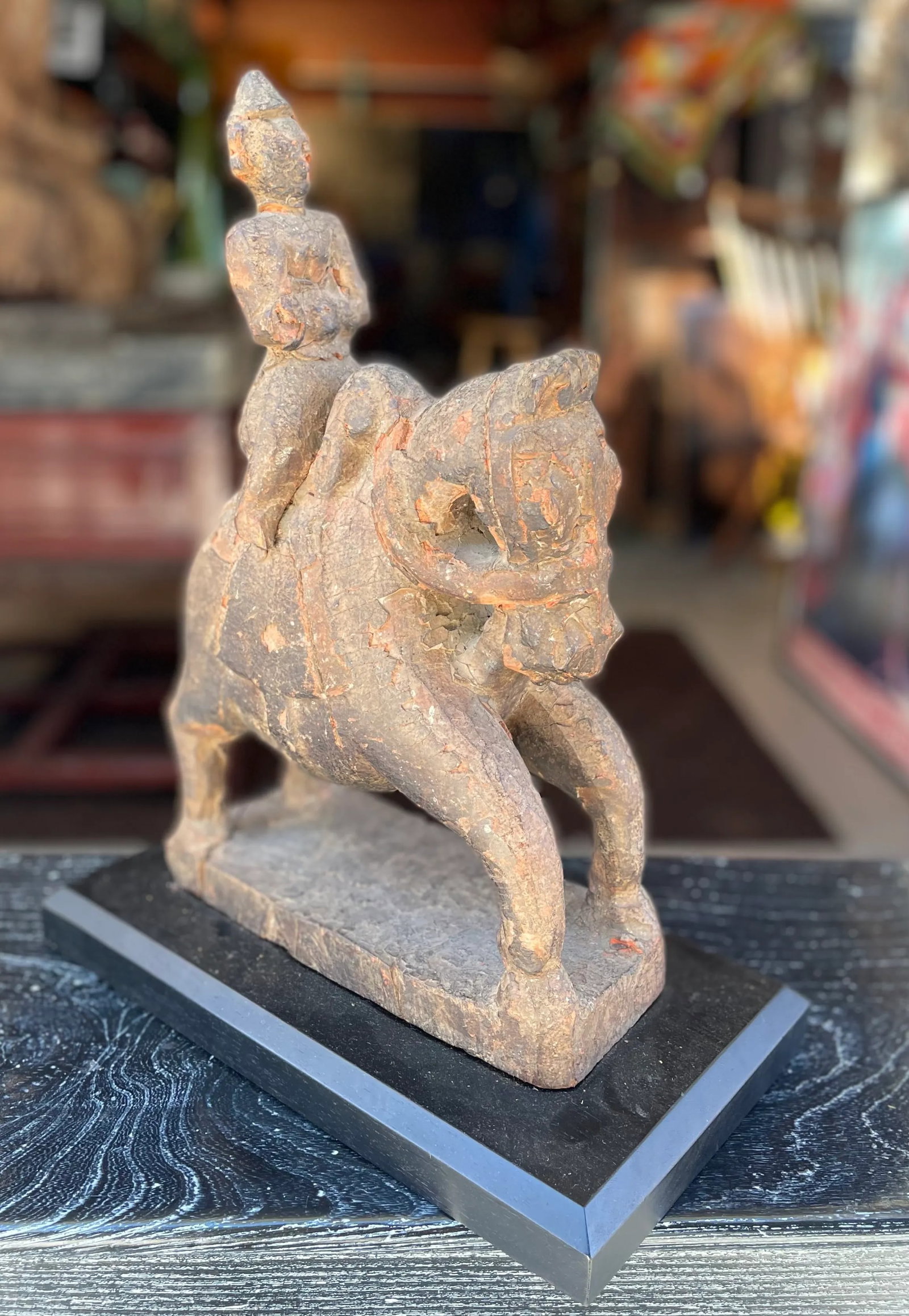 Early Indian Horse With Rider Sculpture - 5