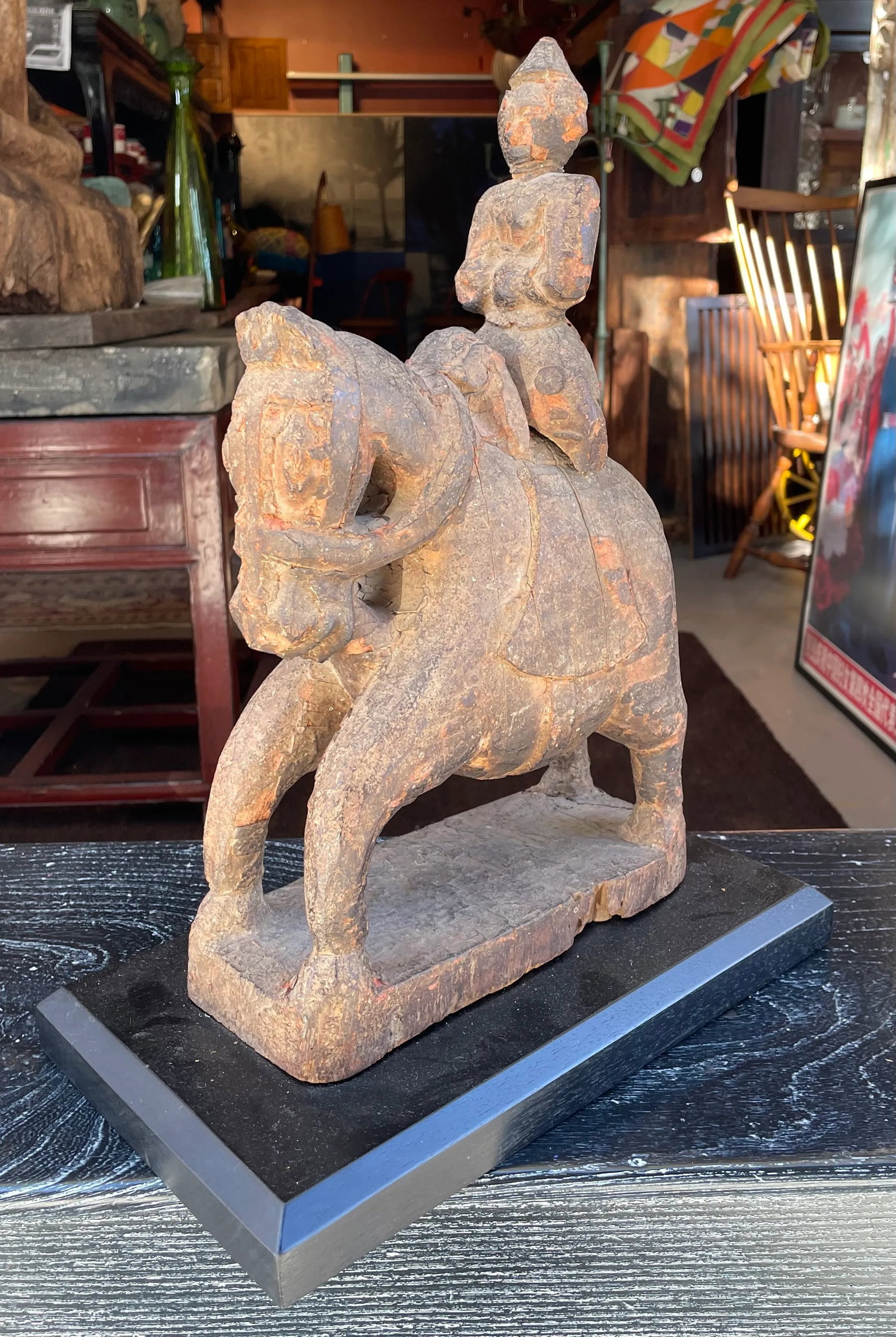 Early Indian Horse With Rider Sculpture - 9