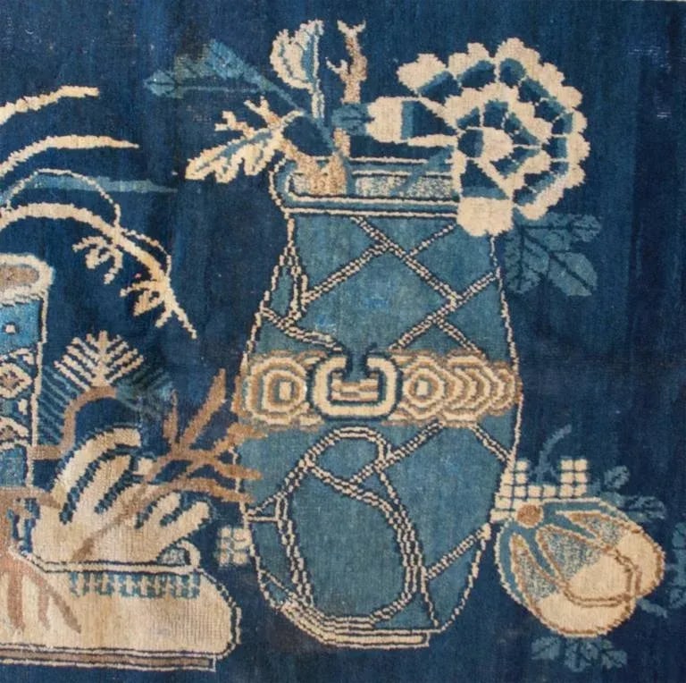 Early 20th Century Pictorial Khotan Blue Rug - 4"²9"³ × 6"²11"³ - 4