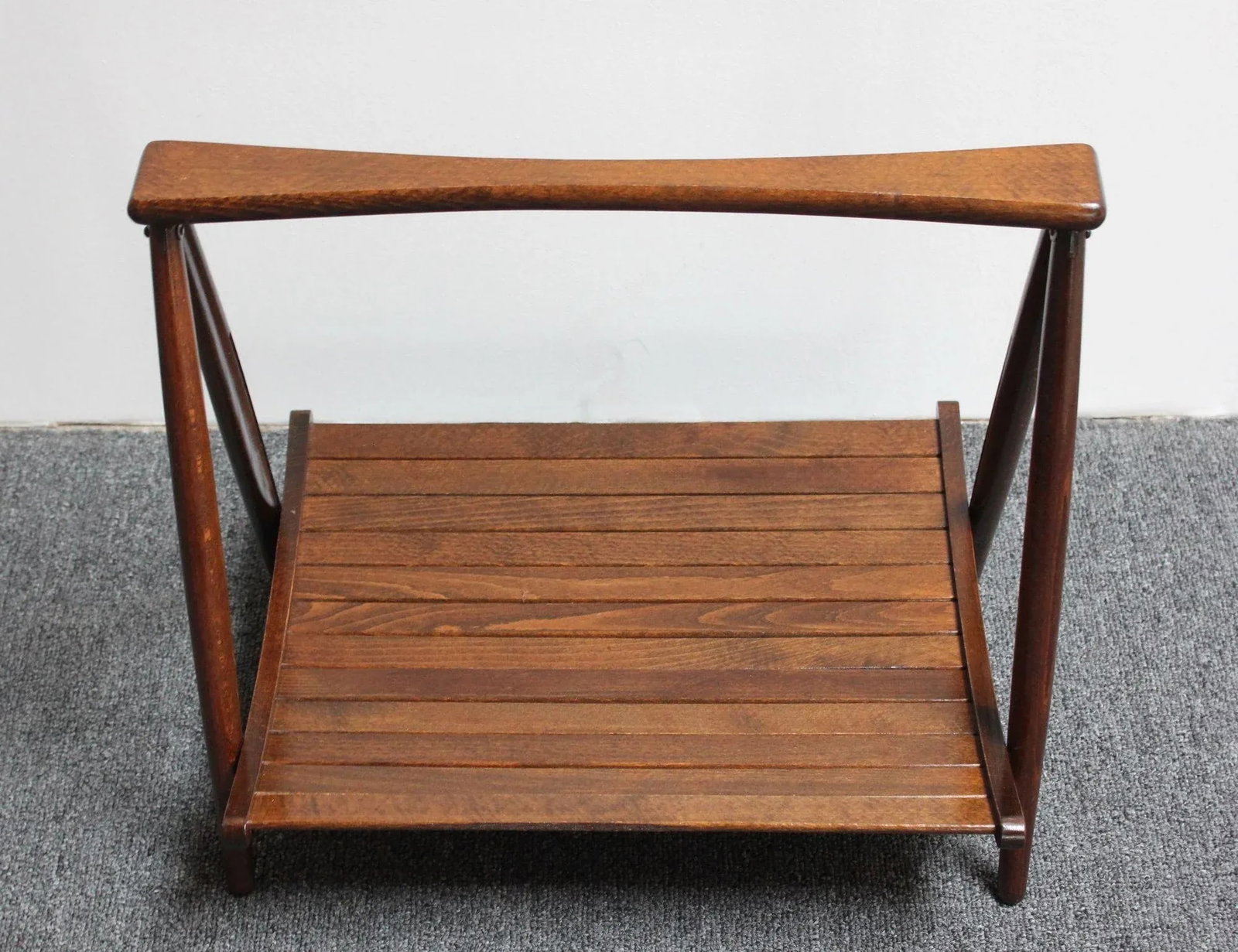 Vintage Yugoslavian Nasco Stained Beechwood Collapsible Magazine Rack - 4