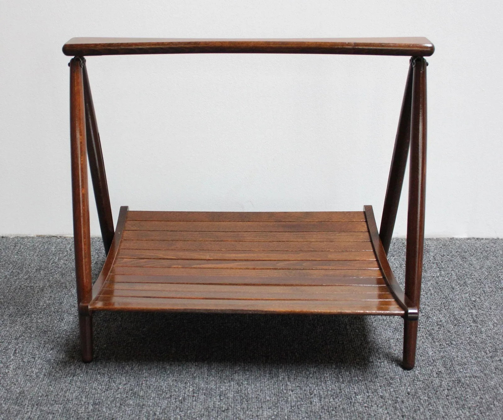 Vintage Yugoslavian Nasco Stained Beechwood Collapsible Magazine Rack - 5