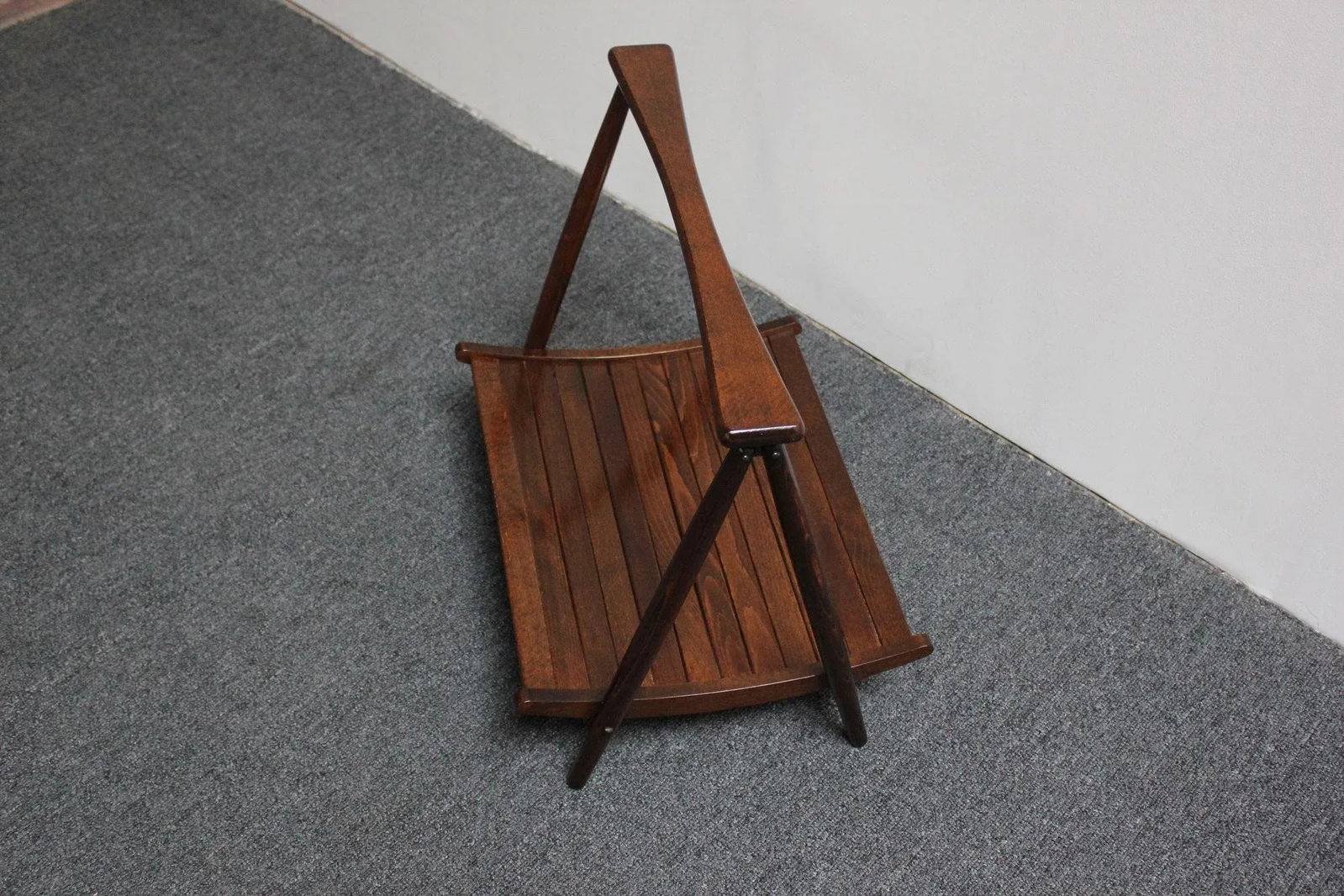 Vintage Yugoslavian Nasco Stained Beechwood Collapsible Magazine Rack - 6
