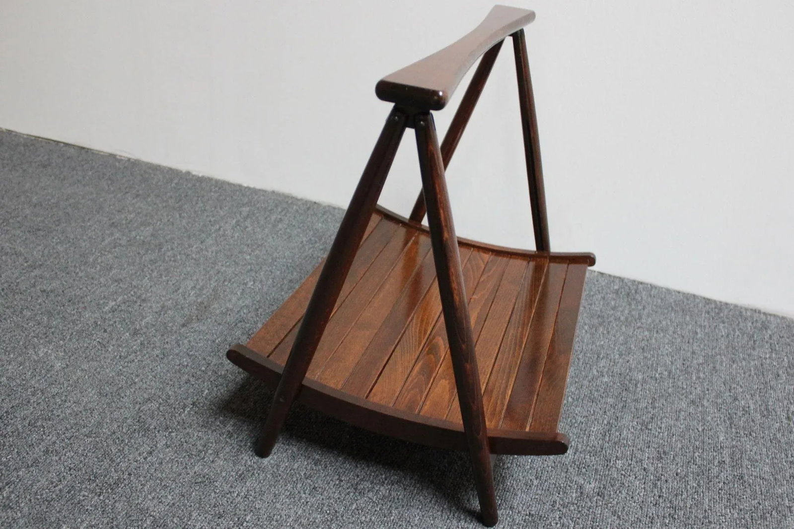 Vintage Yugoslavian Nasco Stained Beechwood Collapsible Magazine Rack - 8