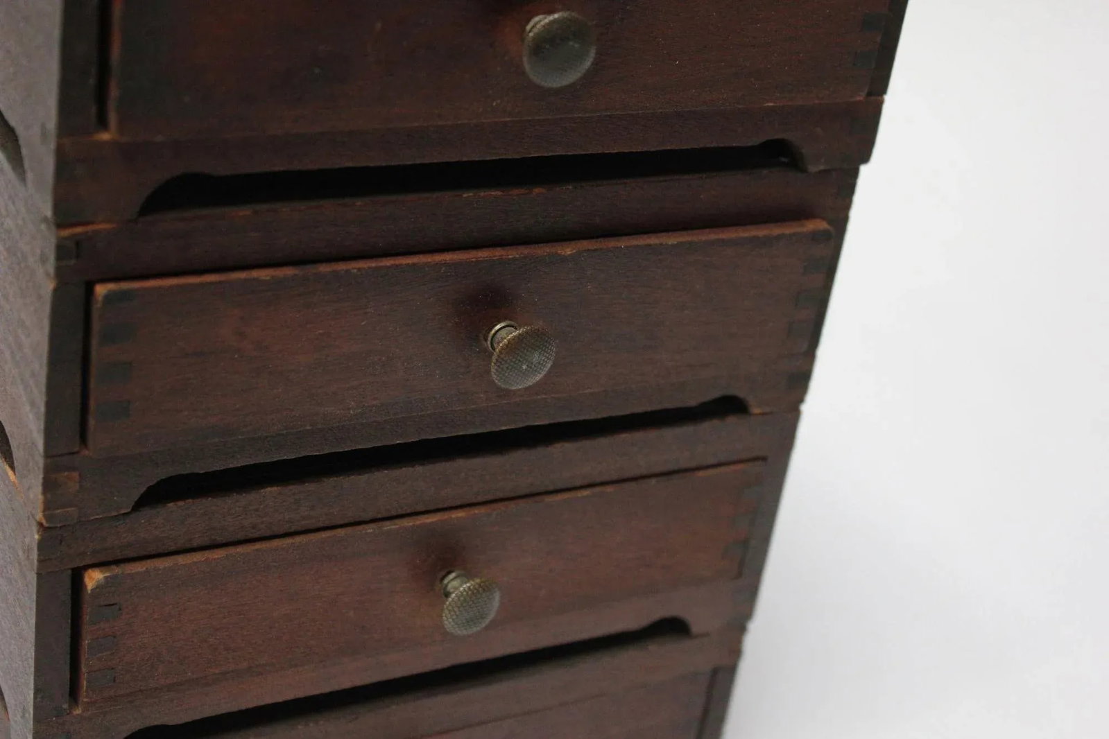 Diminutive Vintage Primitive Wooden Stacked Trinket Chest - 10