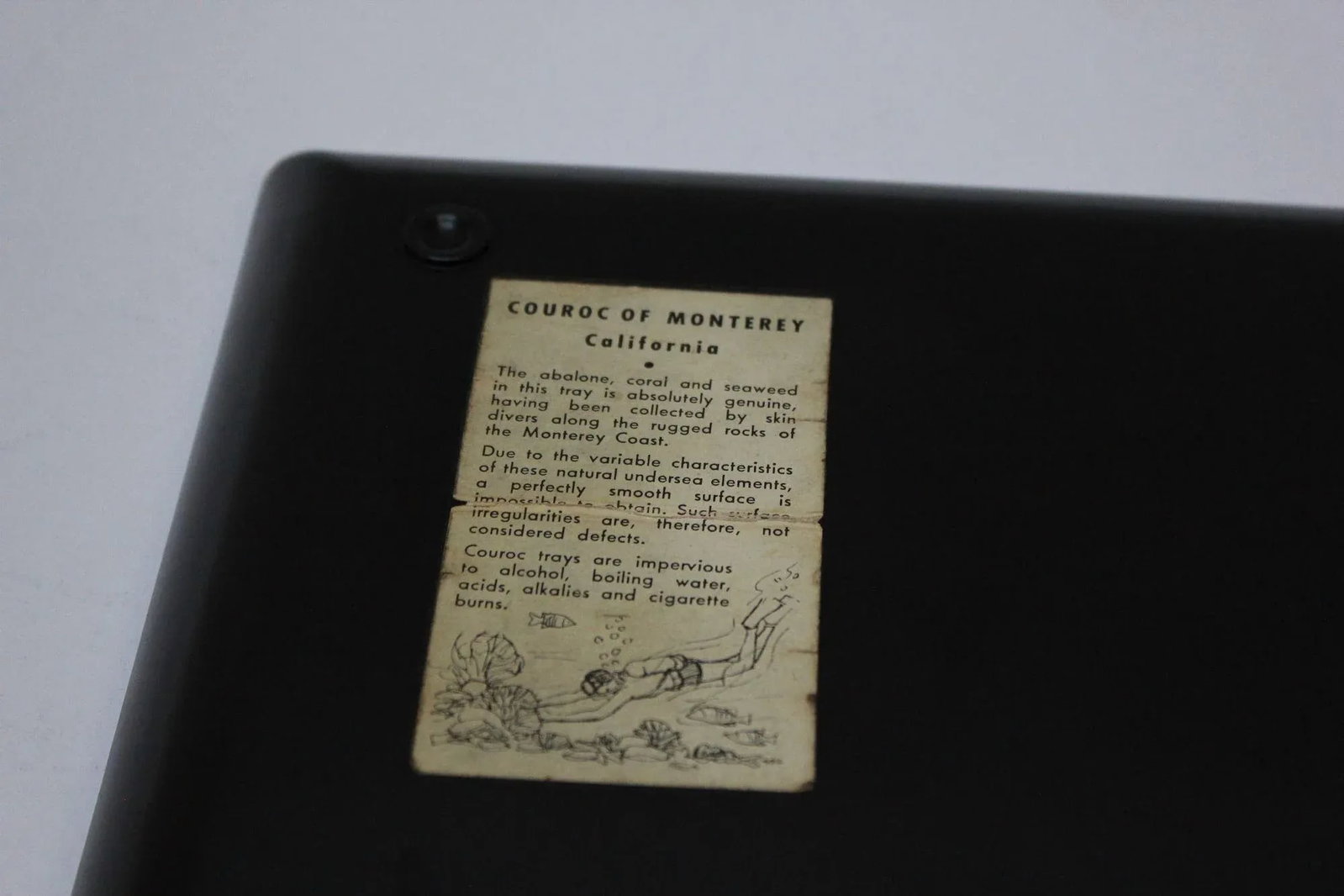 Large Early Rectangular Mid-Century Black Resin Inlaid "Seascape" Tray by Couroc - 11