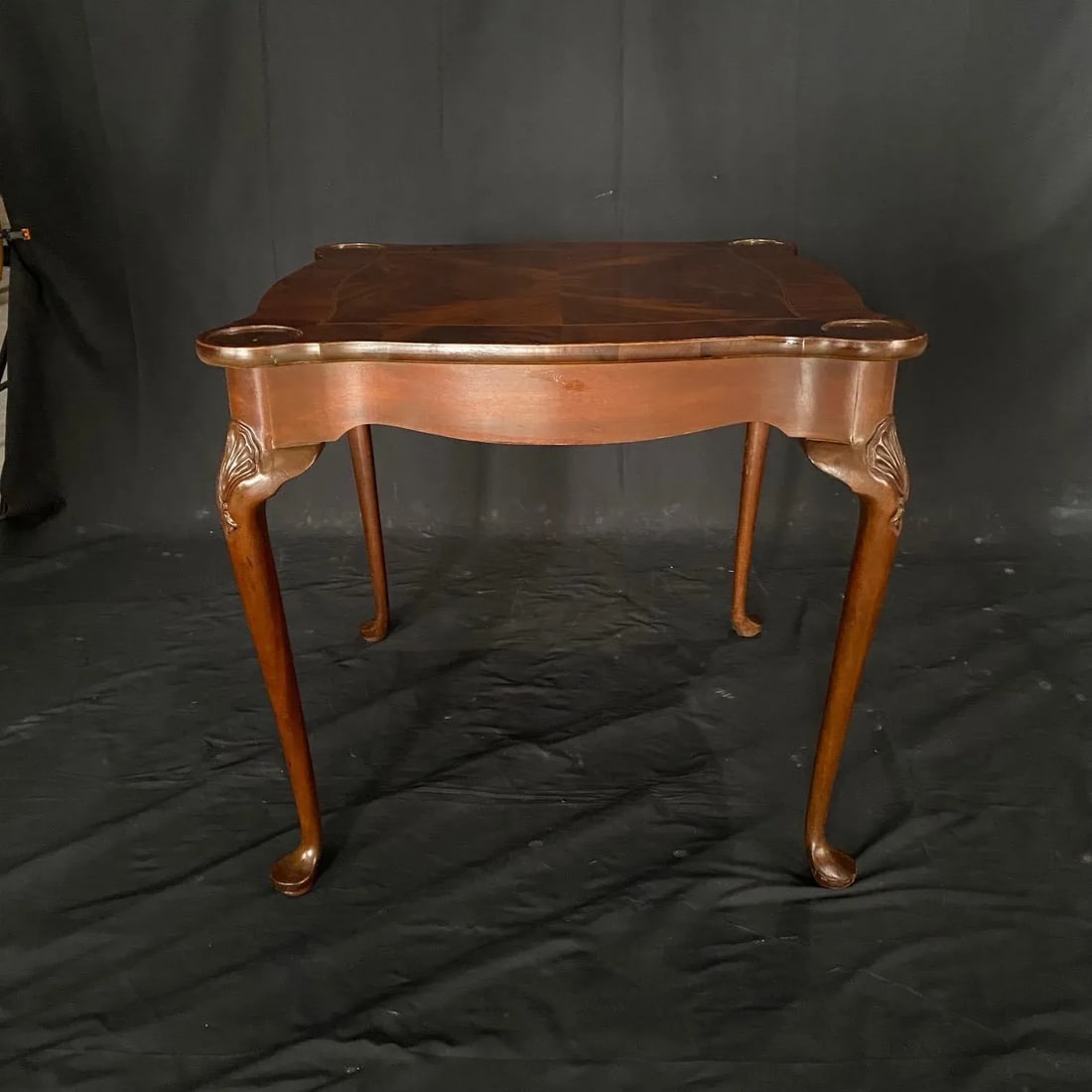 Vintage British Queen Anne Style Carved Mahogany Game Table - 11