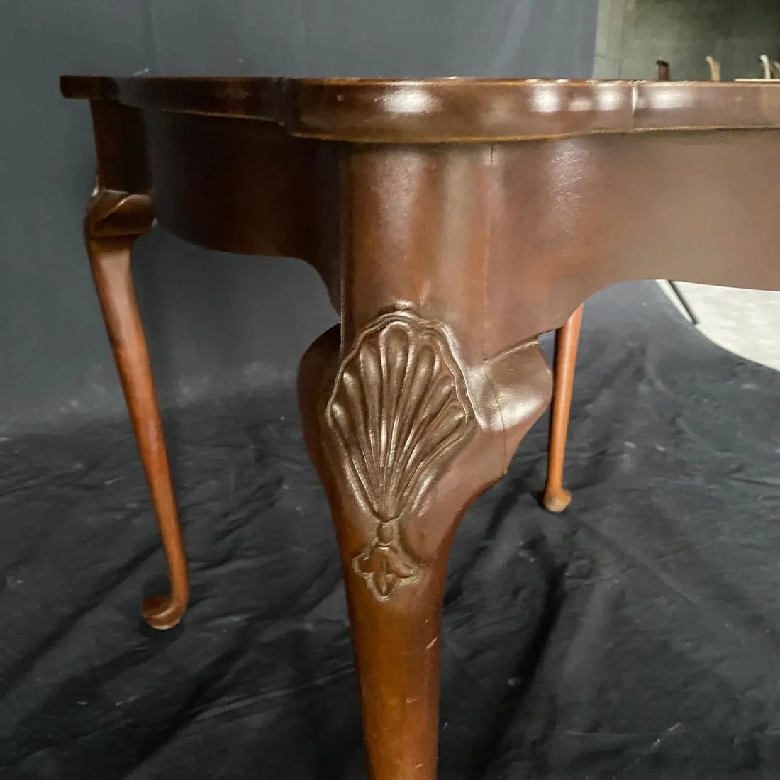 Vintage British Queen Anne Style Carved Mahogany Game Table - 4