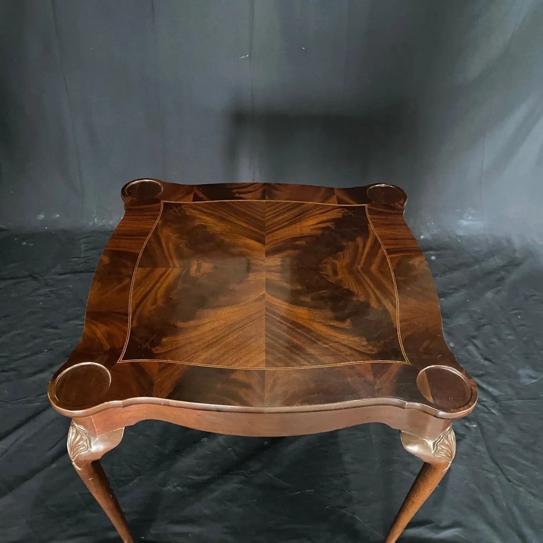 Vintage British Queen Anne Style Carved Mahogany Game Table - 5