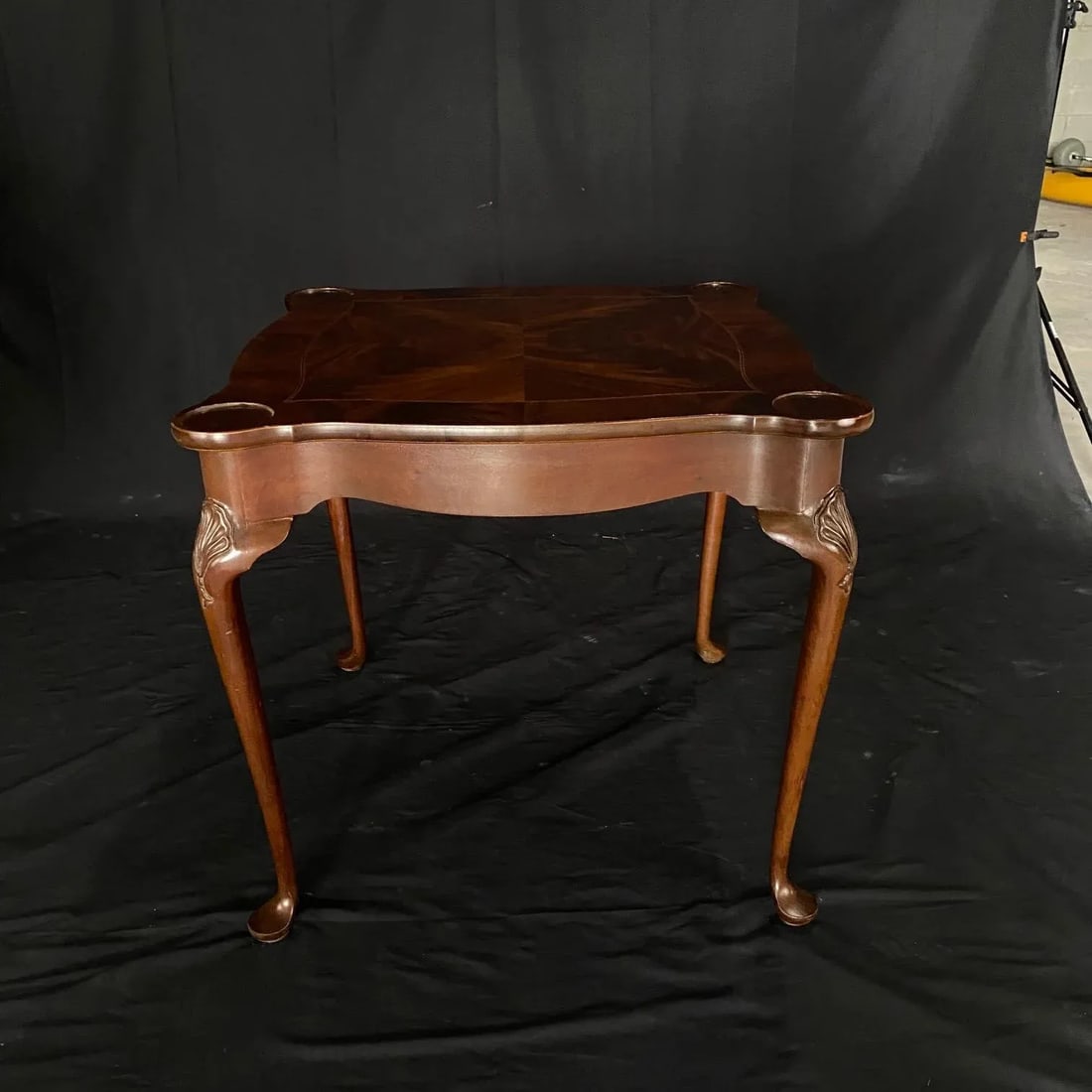 Vintage British Queen Anne Style Carved Mahogany Game Table - 8