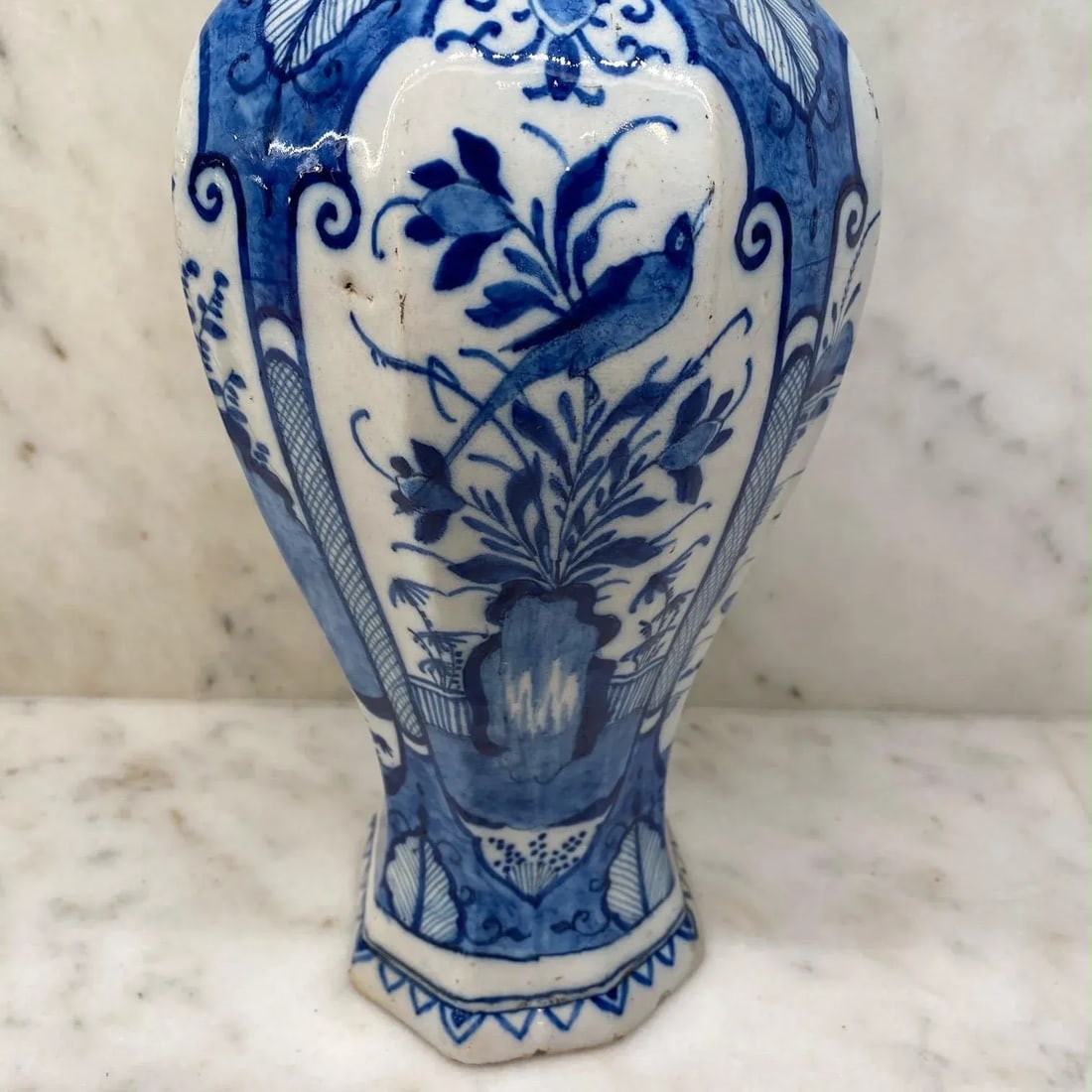 18th Century Dutch Delft Blue and White Earthenware Vase With Top - 5