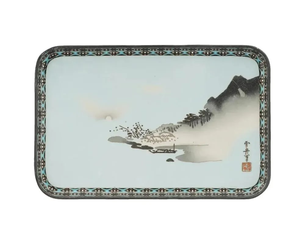 19th Century Japanese Wireless Cloisonné Serving Tray, Meiji Attributed to Namikawa Sosuke - 6