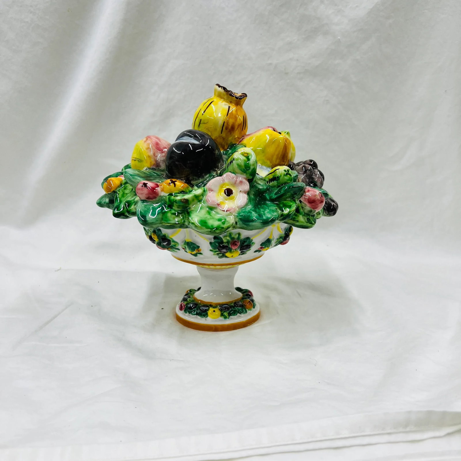 Mid Century Italian Fruit Topiary on Pedestal Bowl - 7
