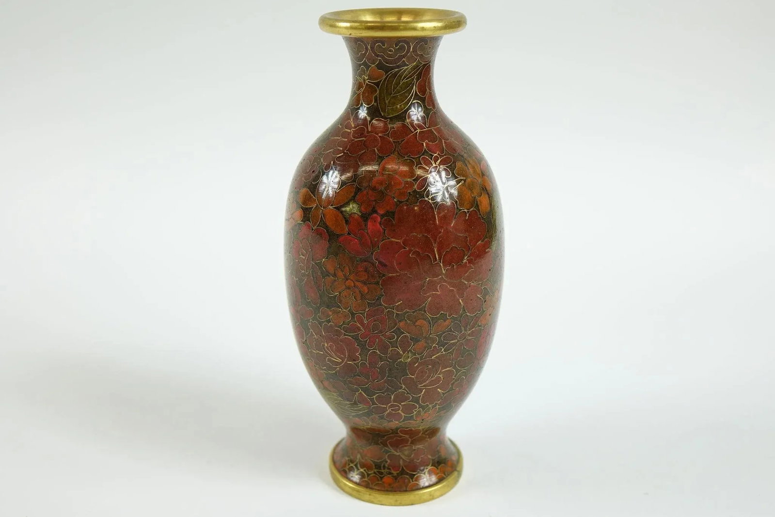 A Pair of Mid 20th Century Chinese Brass Decorative Cloisonne Vases - 4