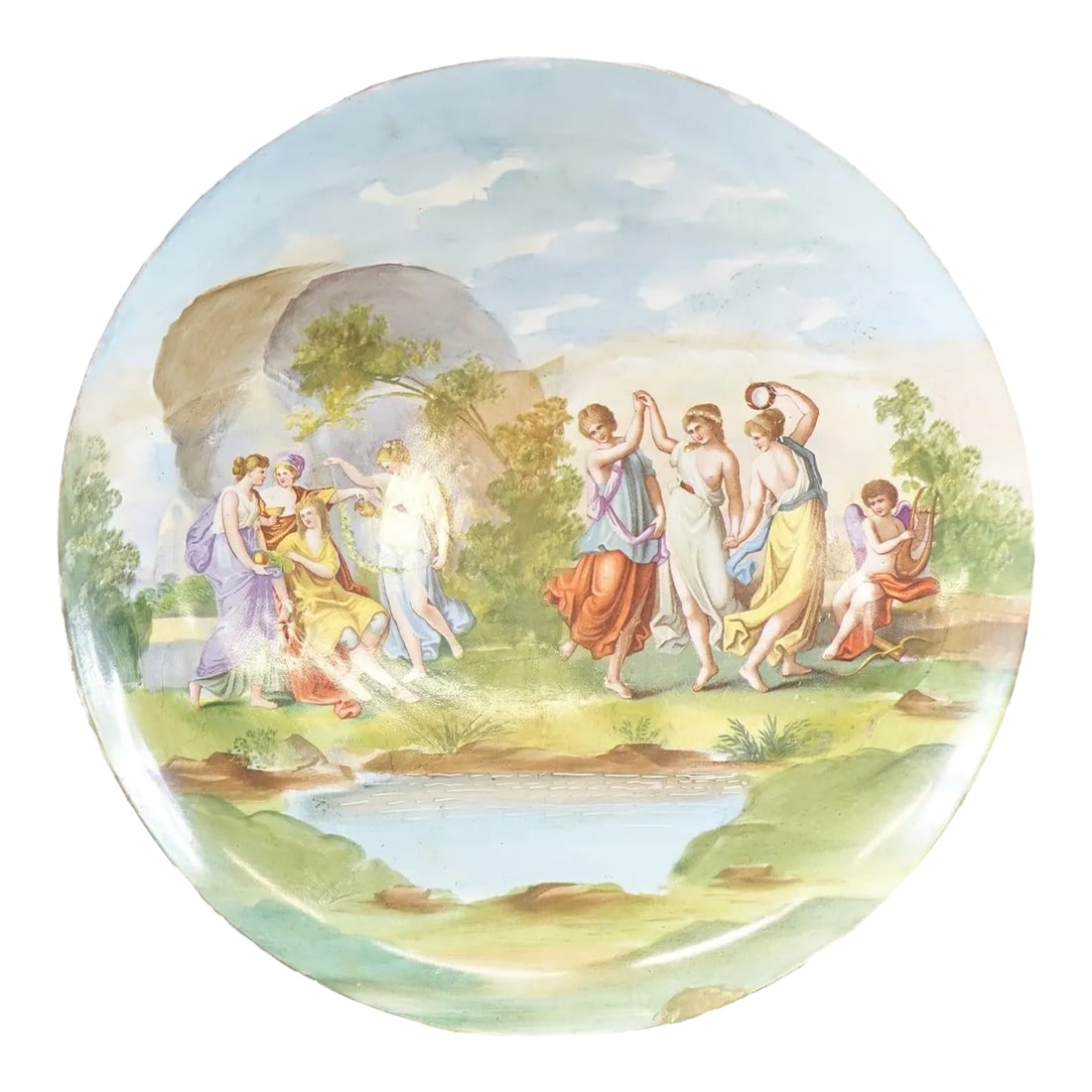 Antique Late 19th Century Painted European Porcelain Decorative Plate: Antique Painted European Porcelain Decorative Plate (Small chip on the bottom) - 13.5" x 13.5" x 2" Condition: Alterations: Unknown Imperfections: Some Imperfections Condition Notes: Good Condition.