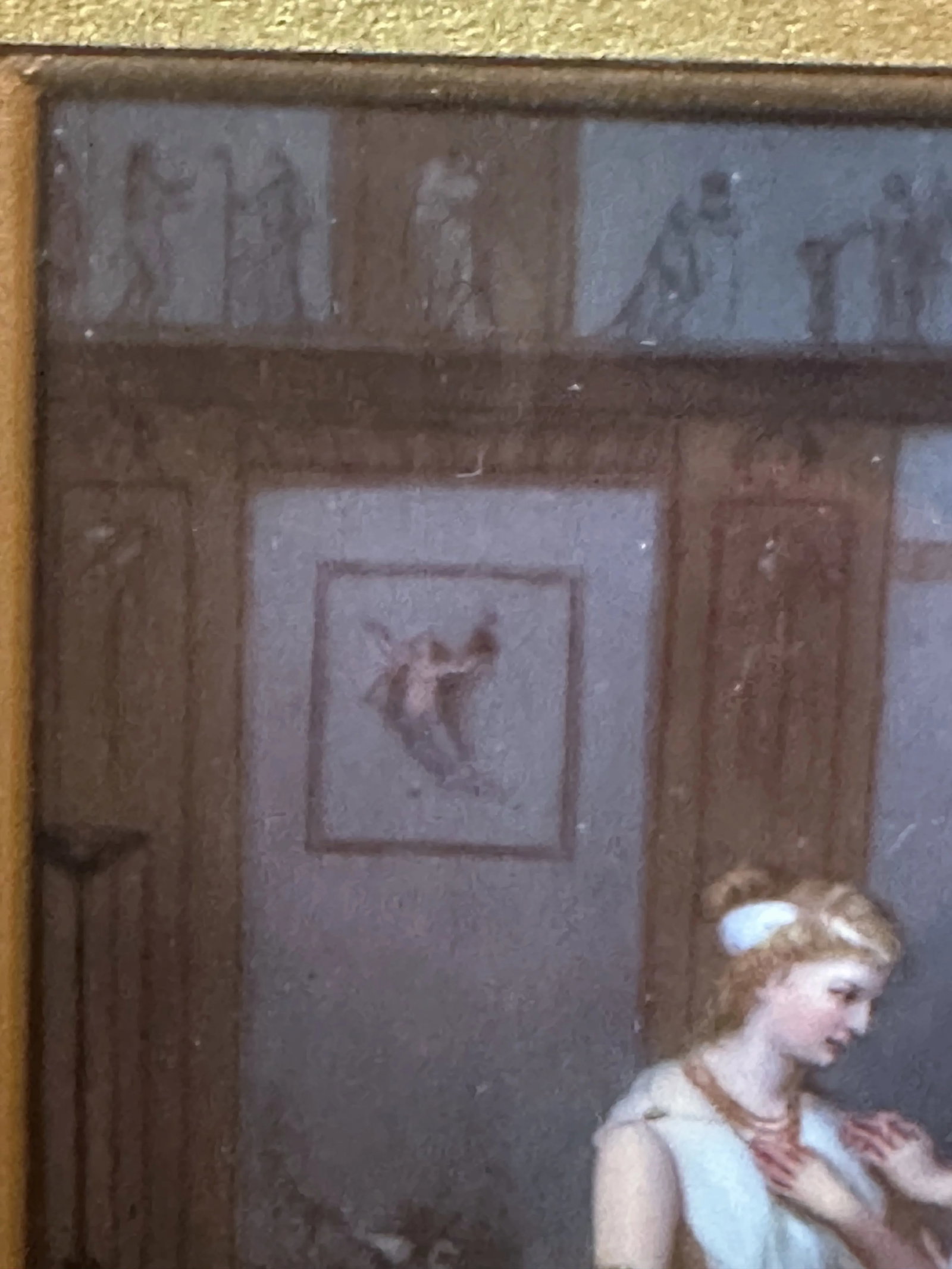 European Painting on Porcelain. Gilded Frame in Shadow Box. 19th Century - 6