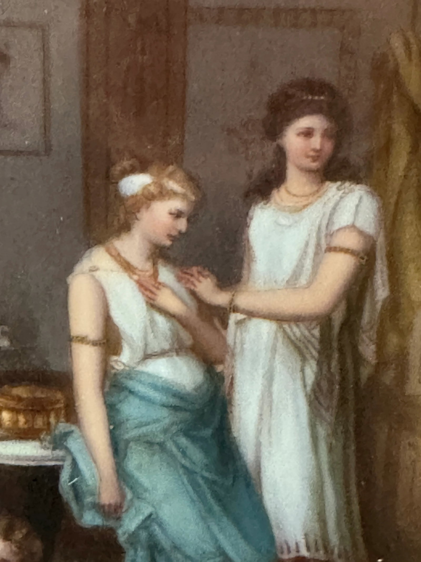 European Painting on Porcelain. Gilded Frame in Shadow Box. 19th Century - 7