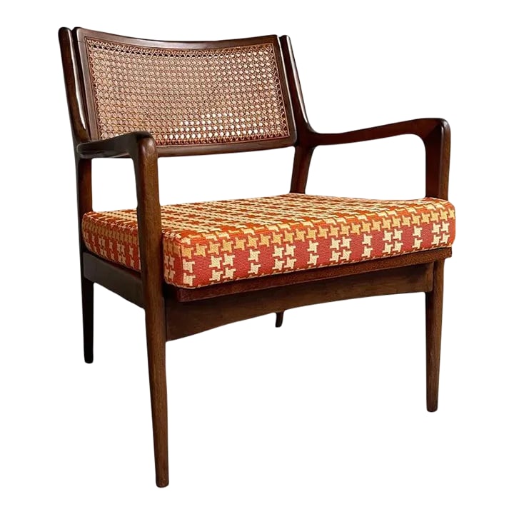 1950s Mid-Century Modern Cane Back Walnut Armchair (1 of 10)