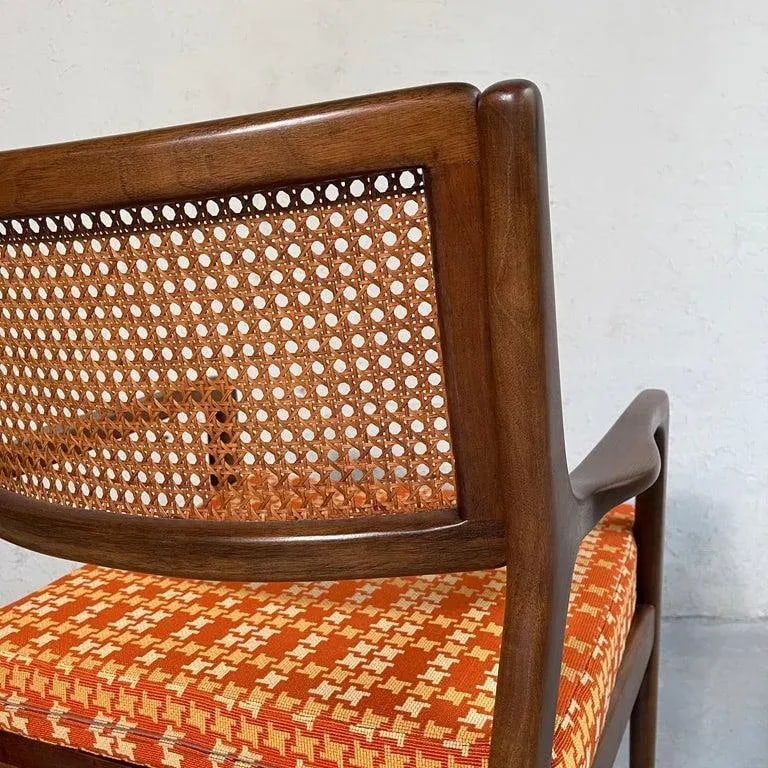 1950s Mid-Century Modern Cane Back Walnut Armchair - 6