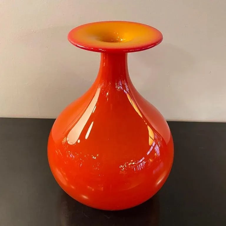 1960s Mid Century Modern Art Glass Vase by Tom Connally, Greenwich Flint Craft - 2