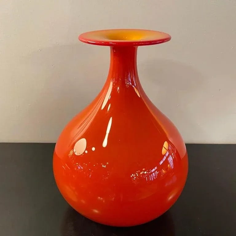 1960s Mid Century Modern Art Glass Vase by Tom Connally, Greenwich Flint Craft - 4