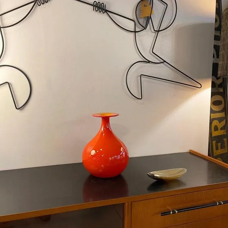 1960s Mid Century Modern Art Glass Vase by Tom Connally, Greenwich Flint Craft - 5