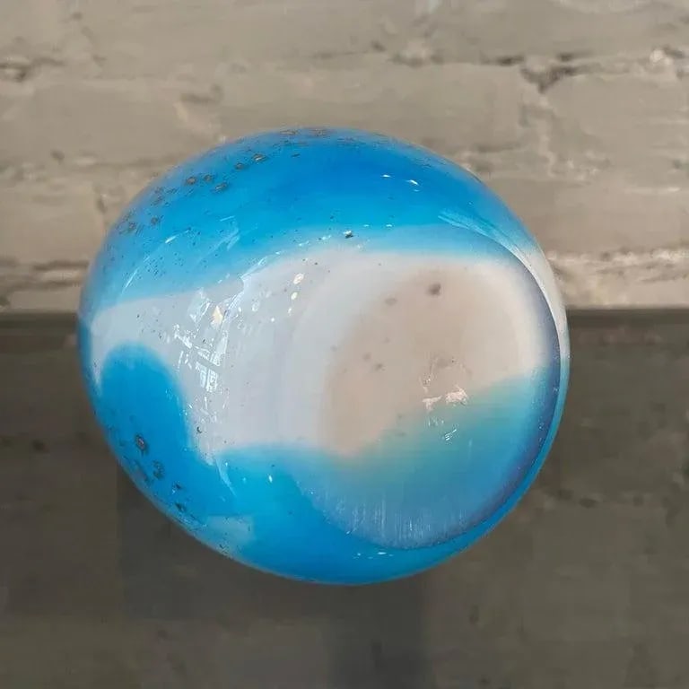 1960s Gradient Blue Gold Fleck Murano Attributed Glass Vase, Tear Drop Shape - 12