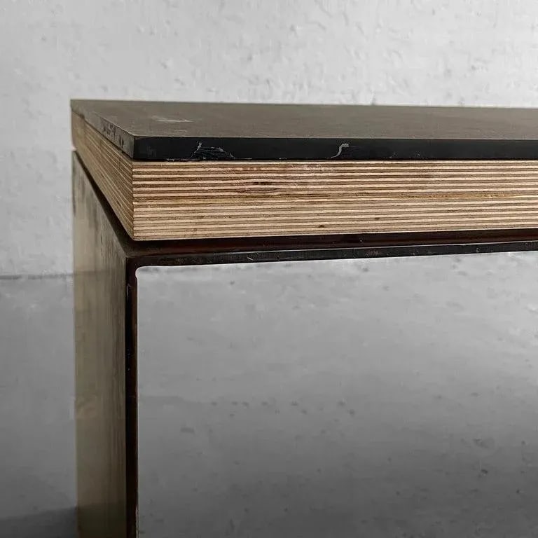 1990s Industrial Artisan Custom Steel Coffee Table Bench - 11